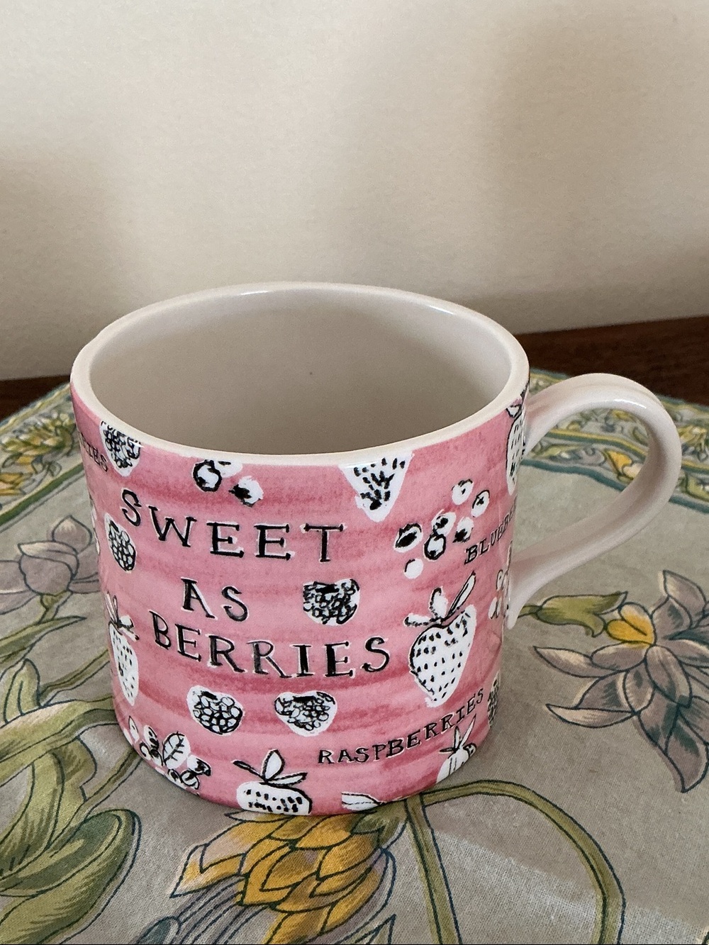 Anthropologie Sweet as Berries Pink Mug